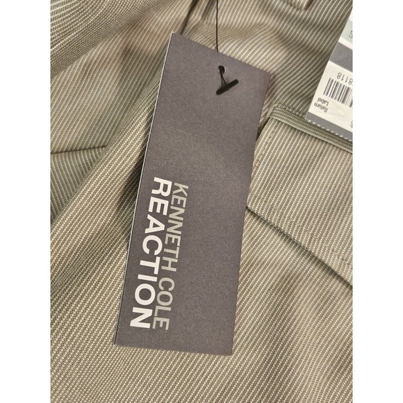 Kenneth Cole Reaction Twill Pants Chino Mens 34x30 Silk Blend Sand Pinstripe NEW - Picture 10 of 15
